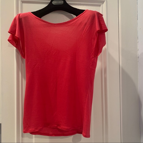 Armani Exchange pink fushia shoulder heart sequined T-Shirt - Picture 6 of 9